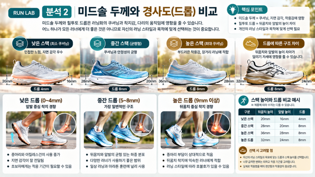 RUN LAB 미드솔과 드롭 비교