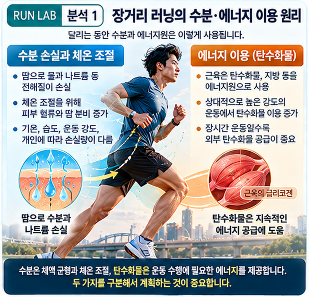 분석 1 | 장거리 러닝의 수분·에너지 이용 원리
