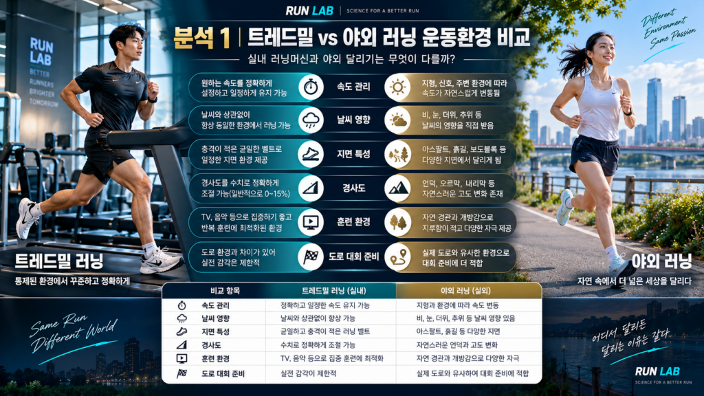 : 운동환경과 훈련 특성 비교