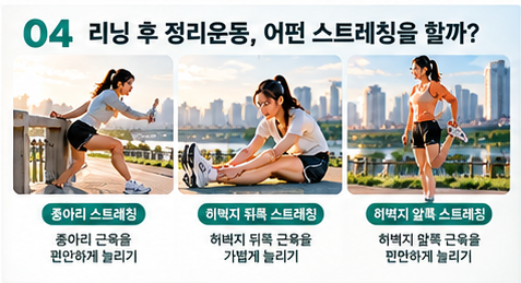 러닝 후 종아리·허벅지 스트레칭 3종

