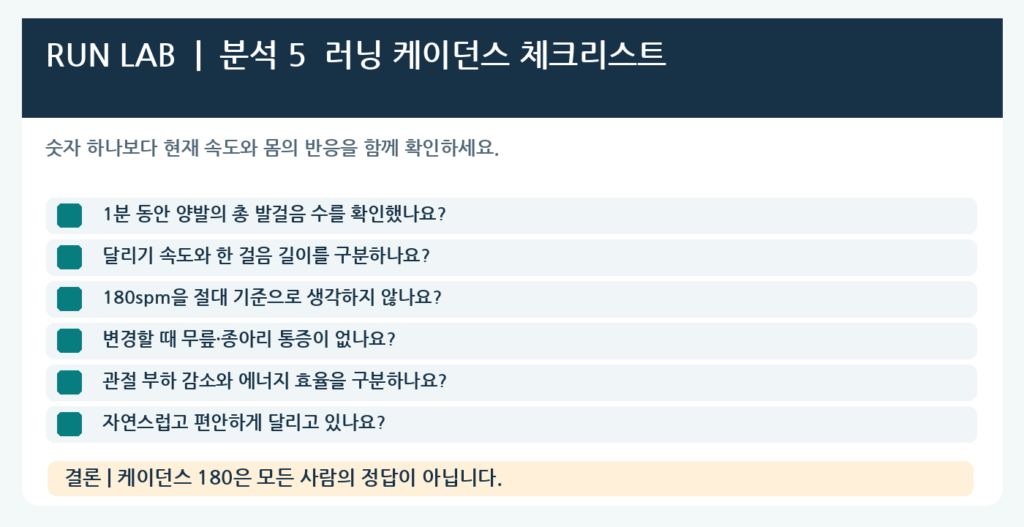 분석 5 | 러닝 케이던스 최종 체크리스트
