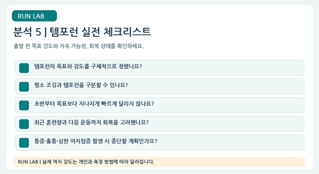 분석 5 | 템포런 실전 체크리스트
